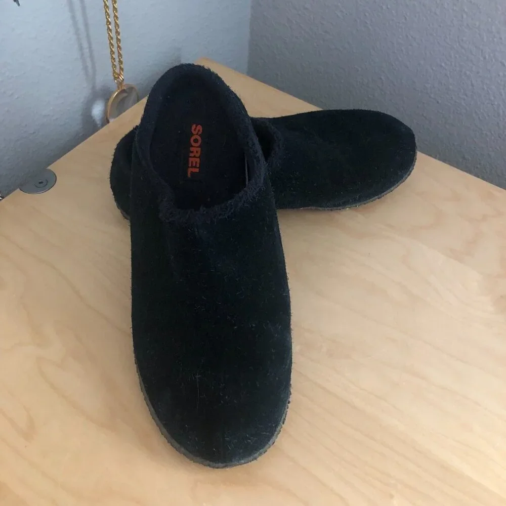 Sorel Lanner Ridge II Youth size 3 Slippers Black Slip-On Unisex Children Shoes